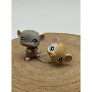 Gray Mouse Purple Eyes #105 & #191 Tan Mouse Littlest Pet Shop LPS 2005 Mice